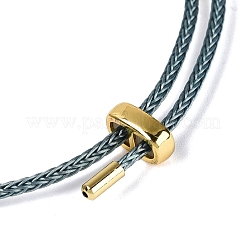 Bracelet coulissant ajustable en cuir de vachette et jadéite naturelle&nbsp;BJEW-N041-06B