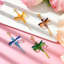 4 Stück 4 Farben Libelle Glas Anhänger Dekoration&nbsp;HJEW-TA00277