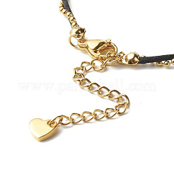 Pulsera de cadena de bolas de acero inoxidable 304 y cordón de nailon para parejas&nbsp;BJEW-JB06801-01