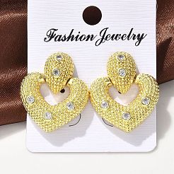 Boucles d'oreilles en laiton zircon cubique micro pavé clair&nbsp;EJEW-P303-02C-G