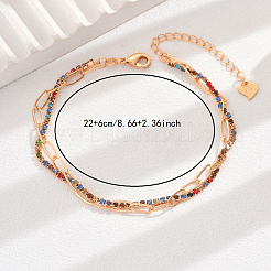 Messing bunte Strass Fußkette Abjkets für Frauen Bankett Strand Urlaub&nbsp;HM6041