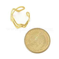 Offene Manschettenringe aus Edelstahl 304 mit Wellenmuster für Damen&nbsp;RJEW-G338-18G