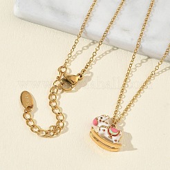 Colliers pendentifs cheval à bascule en acier inoxydable 304 émaillé pour femmes&nbsp;NJEW-T022-01B