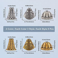 48 Stück 6 Stile tibetischen Stil Legierung Perlen Kegel & Kappen&nbsp;FIND-SP0001-61