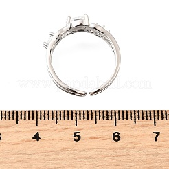 Verstellbare Manschettenringe aus Sterlingsilber mit Zirkonia in Tropfenform für Damen&nbsp;RJEW-S631-02P