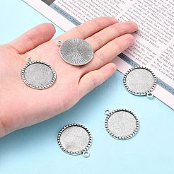 Tondo piatto impostazioni ciondolo cabochon antico della lega d'argento di stile tibetano&nbsp;X-TIBEP-M022-38AS