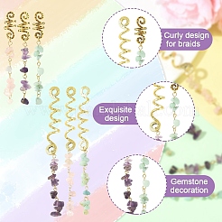 6 Stück 6 Stile natürliche Blumen Amazonit & Amethyst & Morganit Chips Haarspangen&nbsp;OHAR-YW00002