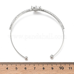 Bracelets de manchette en laiton avec micro-pavé de zircone cubique transparent&nbsp;KK-D112-04P