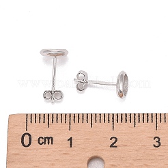 925 montatura per orecchino a bottone in argento sterling placcato rodio&nbsp;STER-F032-02P