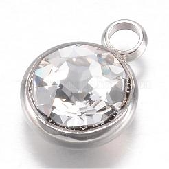 304 Edelstahl-Glas-Strass-Anhänger&nbsp;STAS-G082-09