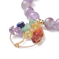 Bracelet extensible en améthyste naturelle&nbsp;BJEW-JB08748-01