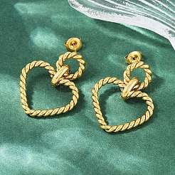 Boucles d'oreilles pendantes en forme de cœur en acier inoxydable 304&nbsp;EJEW-K268-32G