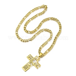 201 Edelstahl christlichen Kreuz Anhänger Cuban Link Kette Halsketten&nbsp;STAS-D196-07G