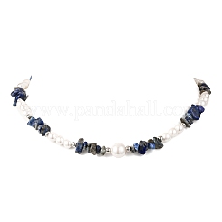 Conjuntos de pulseras y collares con cuentas de lapislázuli natural&nbsp;SJEW-JS01357-02