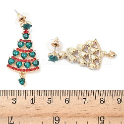 Boucles d'oreilles pendantes en alliage de strass de Noël&nbsp;EJEW-F399-03G