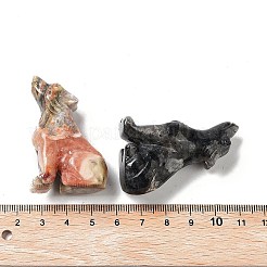 Aus natürlichem und synthetischem Edelstein geschnitzte Wolfsstatuen als Ornament&nbsp;G-P525-04