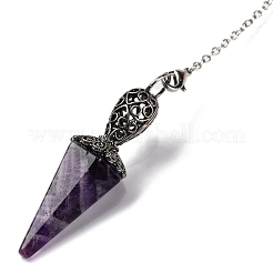 Natürliches Amethyst-Pendel mit sechseckigem Kegel und Spitze&nbsp;G-Q184-03E-AS