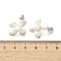 Blumenohrstecker aus Messing und Kunstperlen aus Kunststoff&nbsp;LS-EJEW-A121-03S