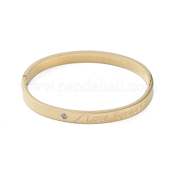Ionenplattierung (IP) 304 Edelstahl Mikropflaster klare Zirkonia Scharnier Armreifen&nbsp;BJEW-P317-01G