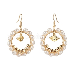 Orecchini pendenti in ottone con perle di perle&nbsp;EJEW-JE04568-01