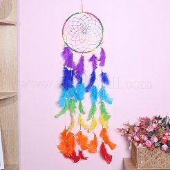 Rete/rete intrecciata color arcobaleno con decorazioni pendenti in piuma&nbsp;PW-WG38297-01