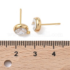 Messing Strass flache runde Ohrstecker Zubehörse&nbsp;XGR0099G-120G