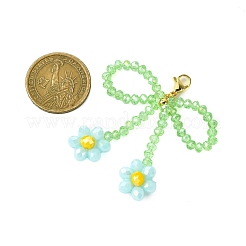 4 Uds. Decoración colgante de vidrio con forma de flor y lazo de 4 colores&nbsp;HJEW-TA00276
