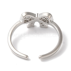 Offene Manschettenringe aus Messing mit Schleife und Mikropflaster aus klarem Zirkonia für Damen&nbsp;LS-RJEW-C098-09P