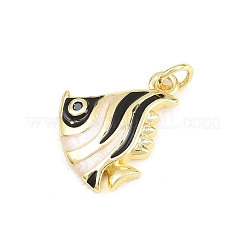 Pendentifs avec zircon cubiques à micro-pavés en laiton&nbsp;KK-F938-42G-01A