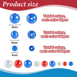 Perle di perle imitazione plastica ABS 3000 pz 9 stili&nbsp;OACR-PH0004-81