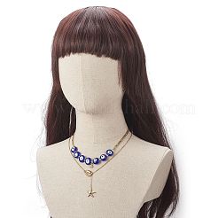 Guscio in ottone stile 2 pz 2 con set di collane lariat con pendente a stella&nbsp;NJEW-JN04208