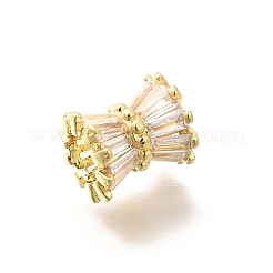 Colonna di placcatura in ottone micro pavé di perline europee in zirconia cubica trasparente&nbsp;KK-Q040-12G-04