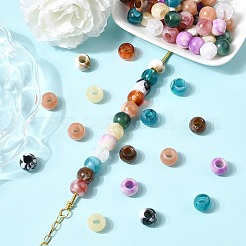 120 pièce de perles européennes en acrylique imitation jade bicolores&nbsp;OACR-CJ0002-84