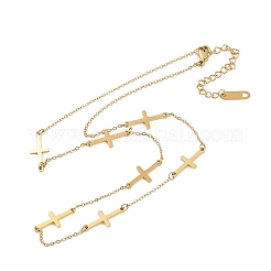 Ionenplattierung (IP) 304 Edelstahl-Kreuzgliederketten-Halsketten für Frauen&nbsp;NJEW-P320-03G