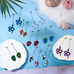 Kit fai da te per la creazione di orecchini a goccia con serpente e foglia&nbsp;DIY-SZ0007-59