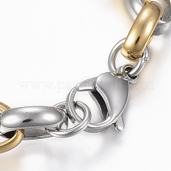Bracciali in acciaio inossidabile bicolore 201&nbsp;X-BJEW-F292-06GP