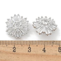 Boutons en laiton plaqué micro pavé de zircones cubiques transparentes&nbsp;KK-K293-14P