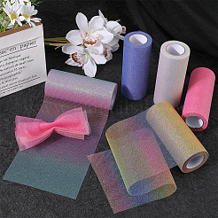 10 Yard regenbogenfarbener Polyester-Tüllstoff auf Rollen&nbsp;OCOR-WH0082-136E