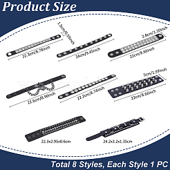 8 Stück 8 Stile PU-Lederband Nieten Armbänder für Männer&nbsp;BJEW-UN0001-61