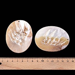 Große Anhänger aus natürlicher Süßwasserperle und Süßwassermuschel&nbsp;SHEL-T020-52