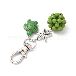 Decorazioni pendenti in turchese sintetico rotondo e tartaruga&nbsp;HJEW-JM03277