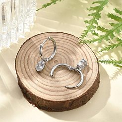 Boucles d'oreilles créoles en acier inoxydable 304 avec micro pavé de zircones cubiques&nbsp;STAS-R004-07P-02