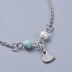Fußkettchen mit Charms aus Edelstahl 304&nbsp;AJEW-AN00265-04