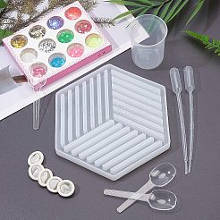 Hohle Sechseck DIY Cup Matten Silikonformen&nbsp;DIY-OC0003-13