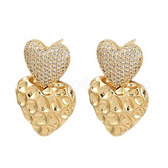 Orecchini pendenti in zircone chiaro con micro pavè di zirconi in ottone&nbsp;EJEW-L275-15G-01