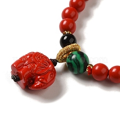 Braccialetti elasticizzati mala cinabro rotondi da 6 mm&nbsp;BJEW-B080-28A-02