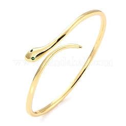 Schlangenwickel-Manschettenarmband mit grünem Zirkonia&nbsp;BJEW-I298-15G