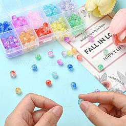 200 Stück 10 Farben transparente Crackle Acrylperlen&nbsp;CACR-YW0001