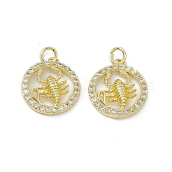 Ciondoli in vero ottone placcato oro 18k con micro pavé di zirconi chiari&nbsp;KK-E068-VB409-8