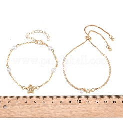 Set di bracciali da donna in ottone con pavé di zirconi cubici trasparenti&nbsp;KK-CBA6599-03G